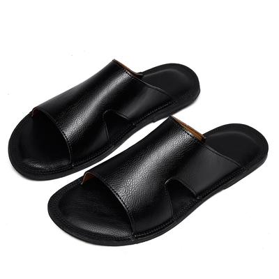 Pantuflas clásicas casuales de verano para hombre, cómodas y modernas, de cuero, ligeras, elegantes, para interiores y exteriores, duraderas y antideslizantes.