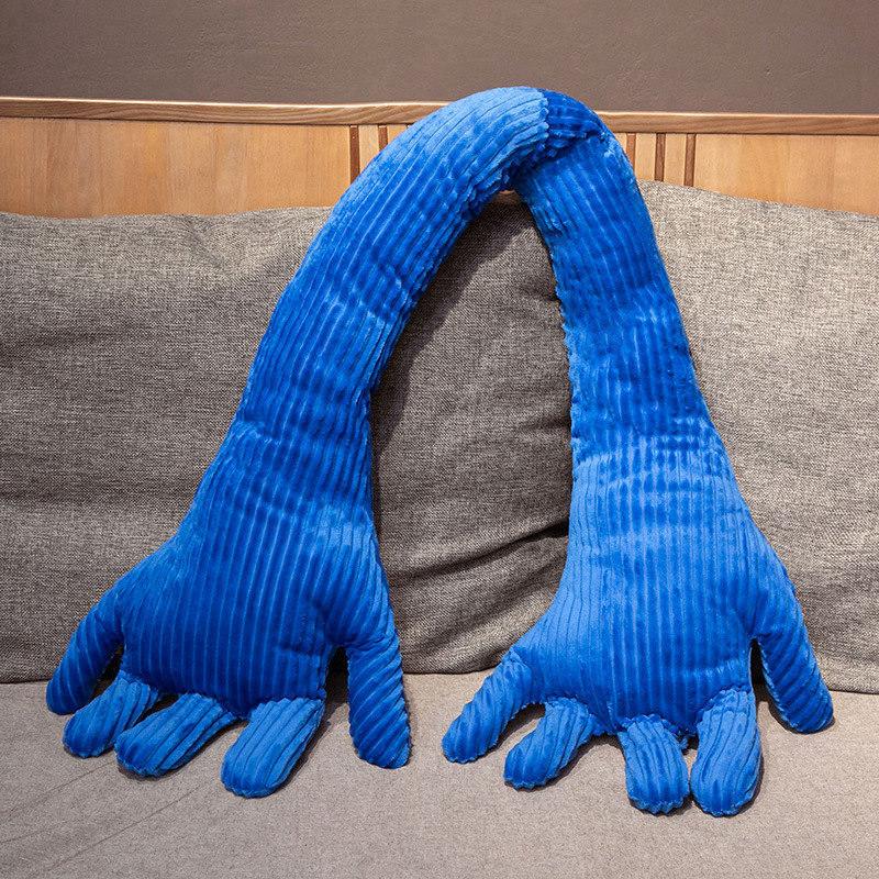 

Creative blue hand throw pillow palm plush toy home sofa long pillow lazy sleeping leg doll doll 80cm