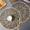 4PCS Bohemia Round  Burlap Macrame Placemats Ray Pattern Dinnerware Mat Jute Tableware Mat  Hotel