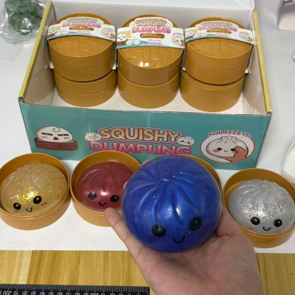 Colorful Dumpling Squishes Stress Balls Cha Siu Bao Slow Rebound Decompression Toys Feel Good Squishy Stress Relief Gifts 10cm