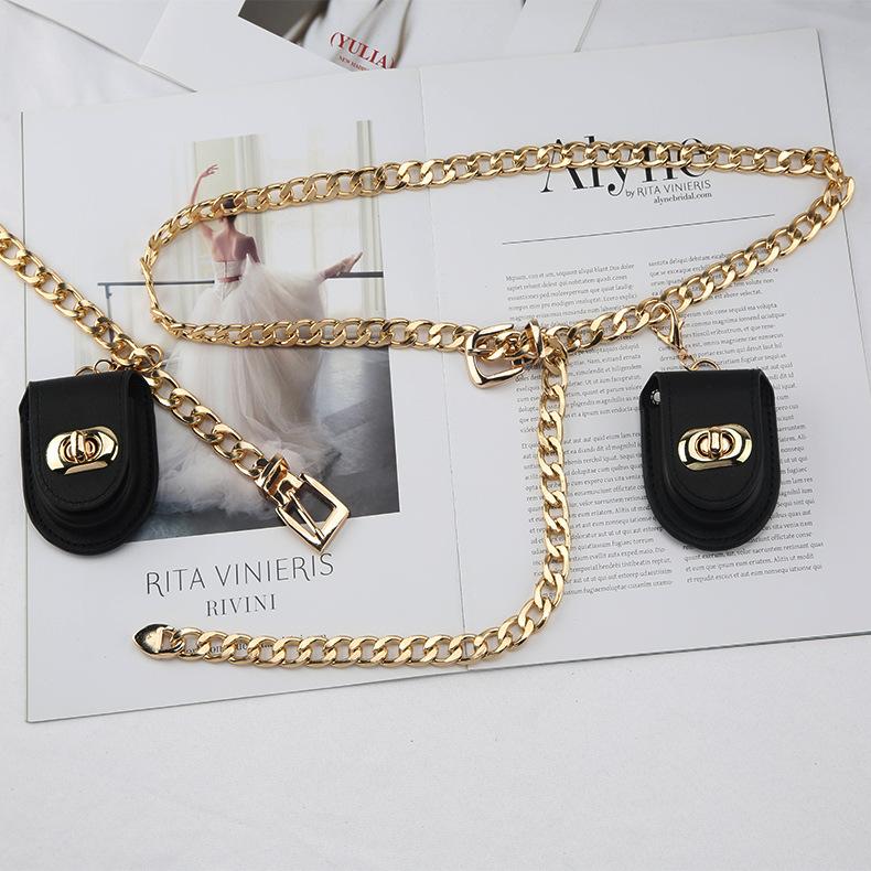 Men'S And Women'S Hip Hop Metal Chain Bag Accessories Dress Jeans Belt Decorative Trendy Chain