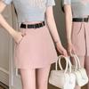 Women's High-Waist A-Line Skirt Pants - Casual Spring/Summer Wide-Leg Buttoned Design