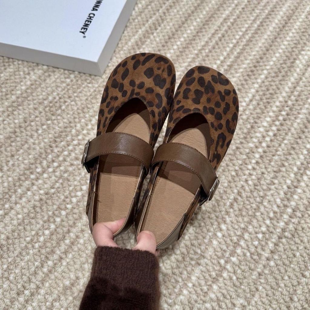 Round head buckle year word daily Mary Jane shoes single shoes fashion casual comfortable soft leather lightweight