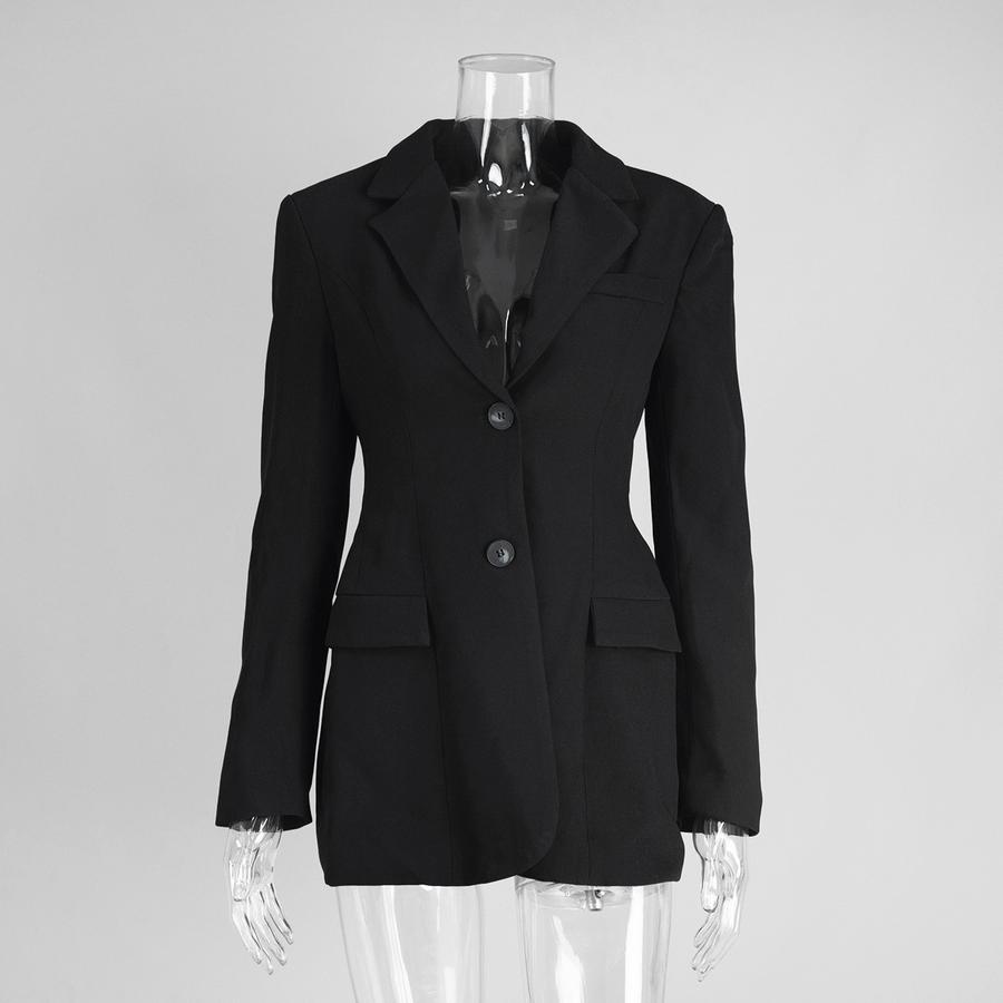 Slim Fit Women s Spring V-Neck Waist Slimming Suit High-End Ins Commute Blazer Jacket for Women S чёрный