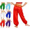 Kinder Mädchen Bauchtanz Bloomers Zopfbesatz Pailletten Quasten Lockere Hose Seitlicher Unsichtbarer Reißverschluss für Halloween Mottoparty Bühnenauftritt