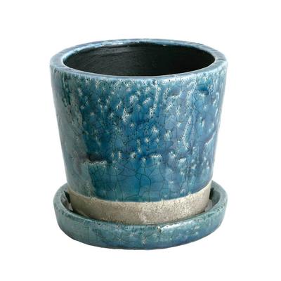 Dalton Gardening Supplies Color Glazed Pot Midnight Blue S Size With Bottom Hole COLOR GLAZED POT M.BLUE CH15-G527MBL Small
