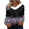 Langermede skjorter for kvinner Søte topper juletrykk T-skjorter Bluser Uformell Pluss størrelse Basic Topper Pullover