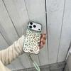 Mint Green Leopard Print Phone Case For iPhone 17 Pro 16 15 14 Pro Max with Wrist Strap Shockproof 16 17 15pro Protective Cover