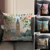 London Fashion Cushion Cover Natural Linen Organic Fabric DoubleSided Printing Sofa Home Decor Gift Pillow Case