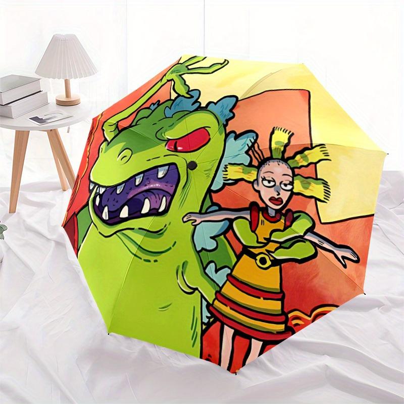 Rugrats Go Wild Automatic Umbrella - Foldable with 8 Iron Ribs, Portable for Outdoor, Gift, Outdoor Umbrell, Playful Accessory, Durable High