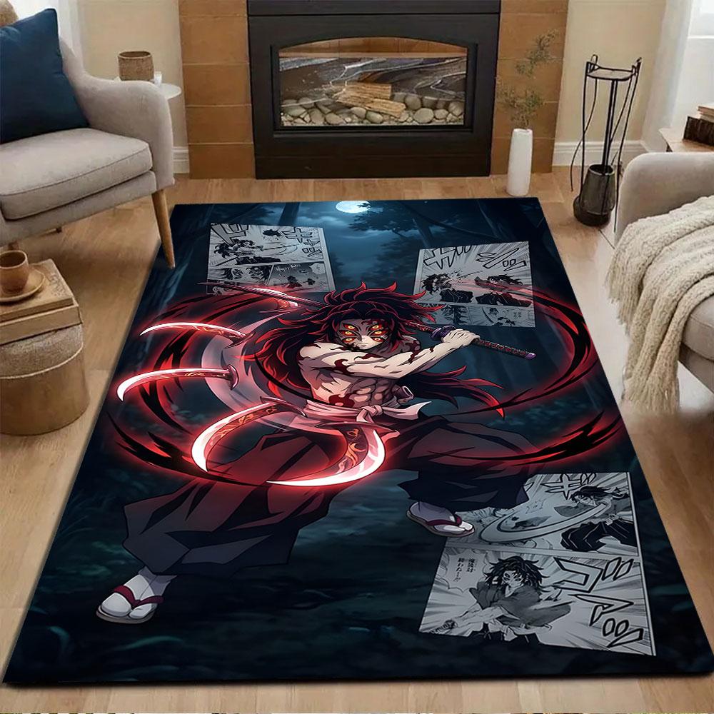 "Demon Warrior in Moonlit Forest" Patterned carpet, non slip mat suitable for living room and bedroom sofas
