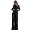 Autumn 2024 Women's Long Sleeve O-Neck Pleated Top & Wide Leg Pants Office Suit