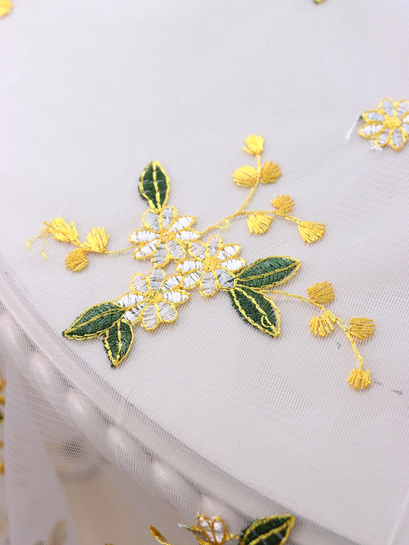 

Желтая Цветочная Вышивка Кружевная Скатерть Тонкая Вуаль для Гостиной Кухни Кофейного Столика Уличный Коврик для Пикника Декорация 130x100cm жёлтый