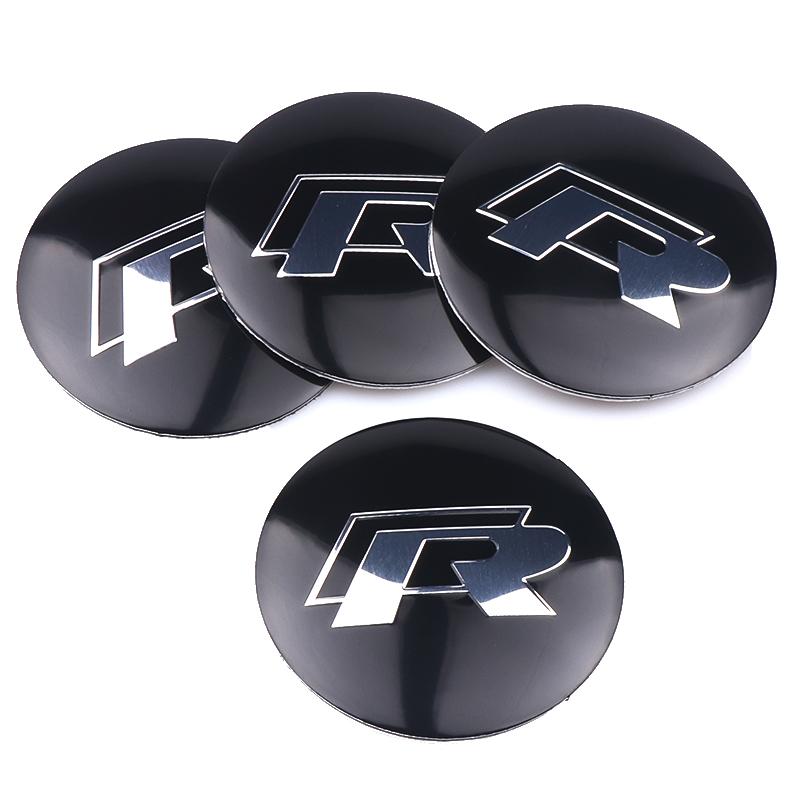 For VW 4PCS Car Wheel Center Hub Caps Sticker 56/60/65mm Badge for Volkswagen VW R GTI Passat Polo Golf 4 5 6 7 Bora MK7 Beetle Tiguan zs3