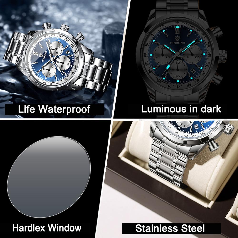 Neue Herren Quarzuhren Luxus Chronograph 30M Wasserdichte Armbanduhren Herrenuhr Reloj Hombre