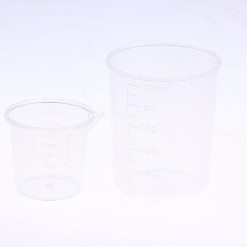 20Pcs Clear Graduated Measuring Cup Mini Plastic Laboratory Beaker Scale Graduated Transparent Mixing Cup Kitchen Baking