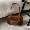 Autumn and winter suede fashion versatile bowling bag women's large-capacity single-room underarm handbag