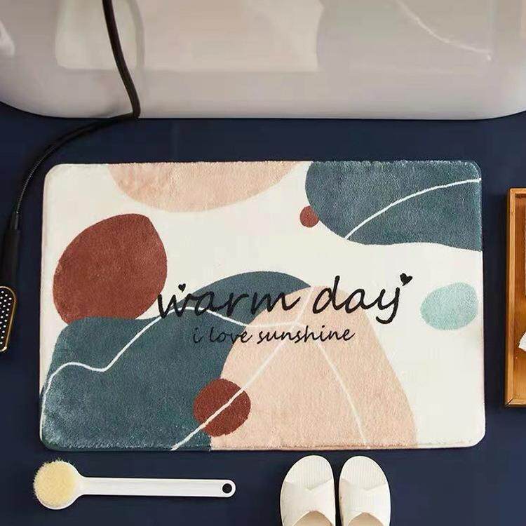 Imitation Cashmere Bathroom Floor Mat Door Absorbent Foot Mat Household Quick-drying Carpet