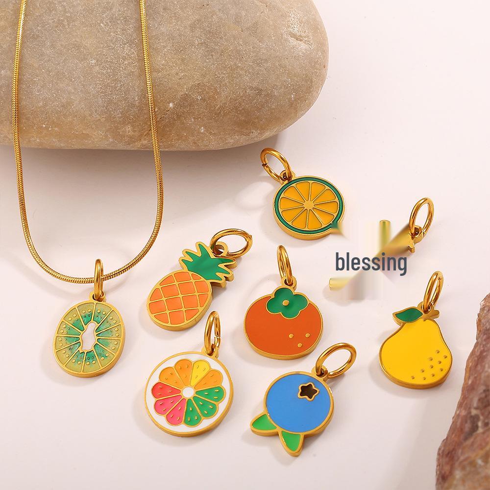 Colorful Pineapple Lemon Pendant with Drip Oil Finish