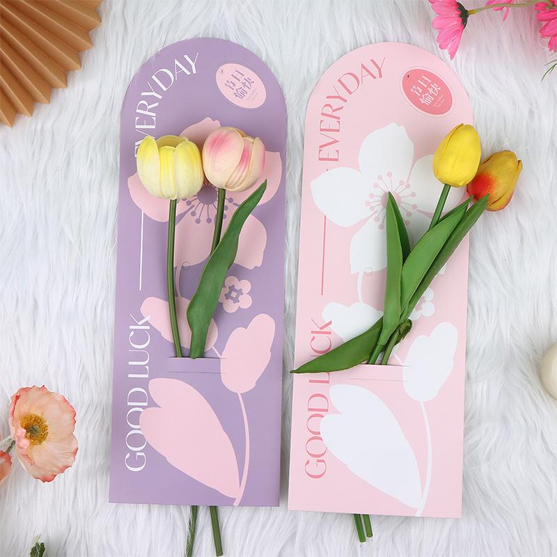 5 Stück Handheld-Strauß-Verpackungsbox Papierblumenkarte Blumenarrangement-Papier Valentinstag Festivalbedarf