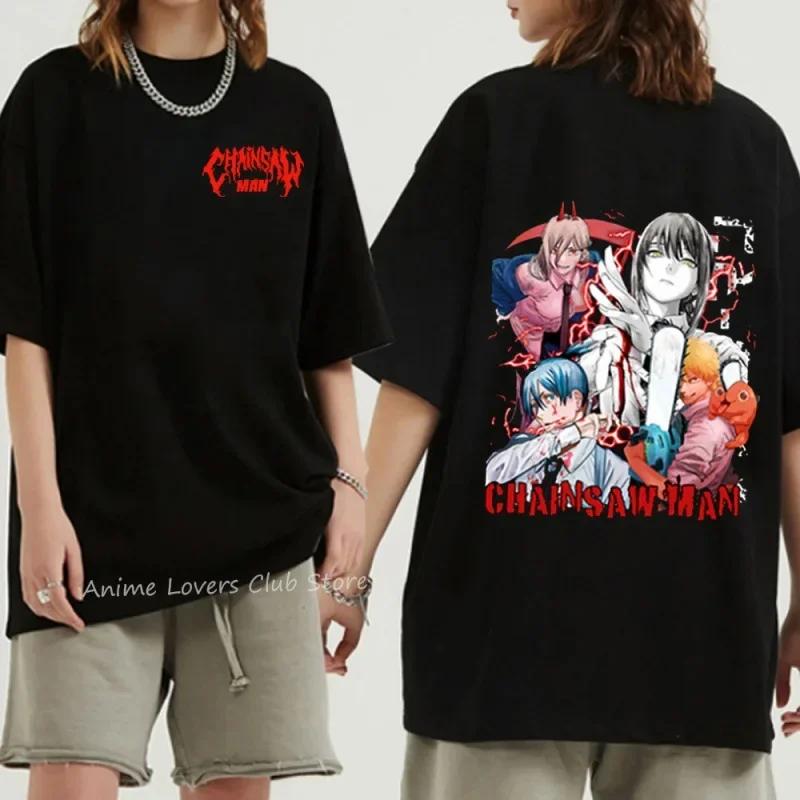 Japanese Anime Chainsaw  Graphic Print T Shirt Women's Fashion Casual Crew Neck Short Sleeve Unisex T Shirt