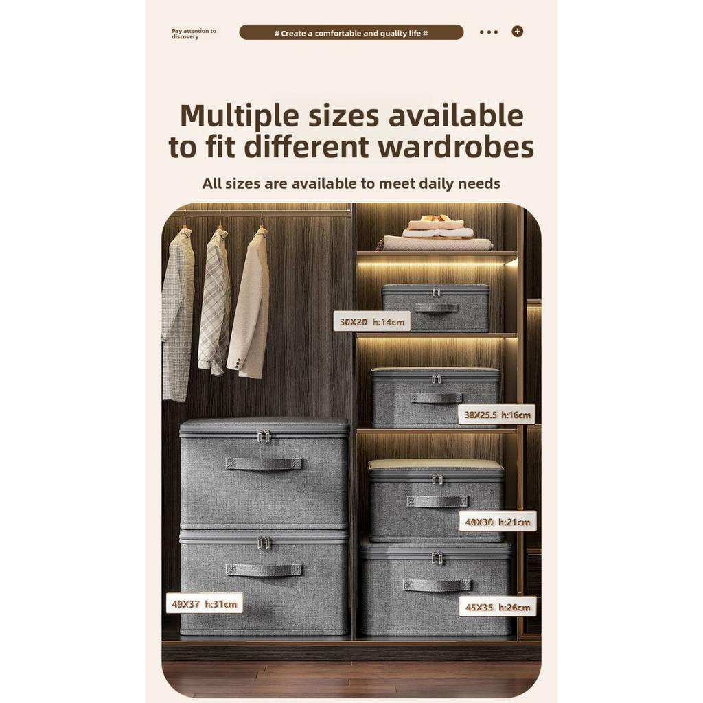 Faltbare Aufbewahrungsbox mit Deckel - Moderner grauer Stoff-Organizer, geeignet für Kleidung, Bettwäsche und Haushaltsgegenstände