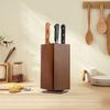 360° Rotating Magnetic Knife Block - Strong Magnet, Acacia Wood & PP Core, Drainage Holes for Dryness, Durable & Space-Saving Design (11x11x24. 6cm)