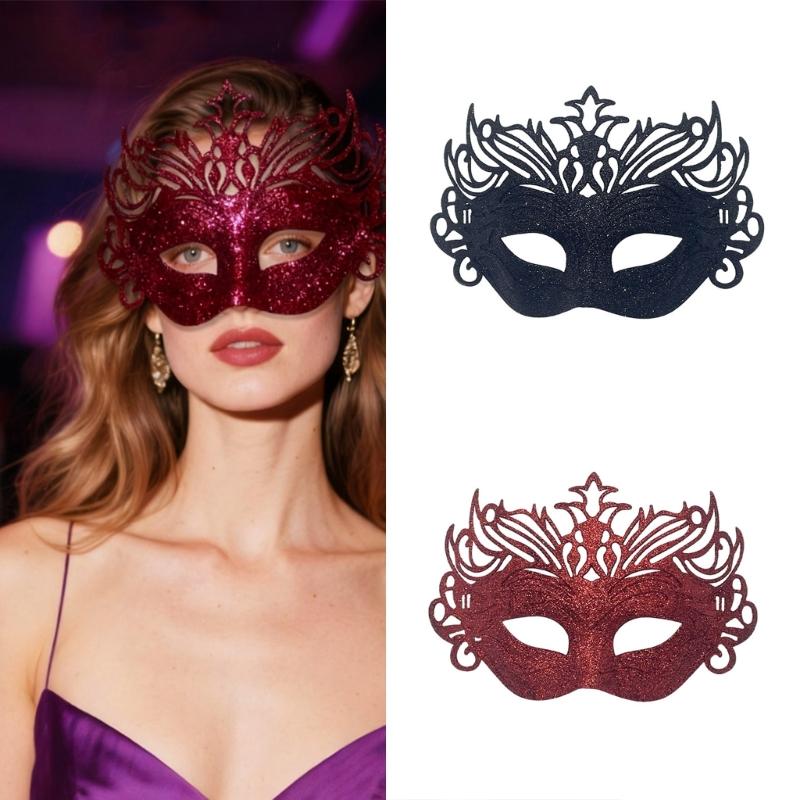 Breathable Half Face Role Play Mask Integrated Crowns And Sparkling Powder Effect For Themed Parties Cosplay Event