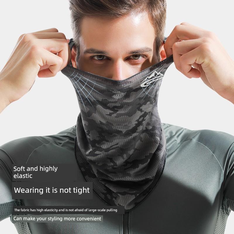 Magic Camouflage Ice Silk Neck Gaiter for Men, Sun Protection Fishing Ear-Hanging Mask, Outdoor Sports Cycling Face Scarf, Neck Warmer for Women