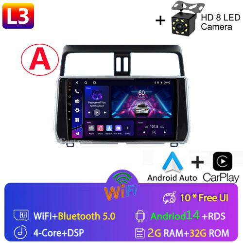For Toyota Land Cruiser Prado 150 2018 2019 - 2022 Carplay 360 Camera Auto Android 13Car Radio Multimedia Player GPS Stereo Wifi