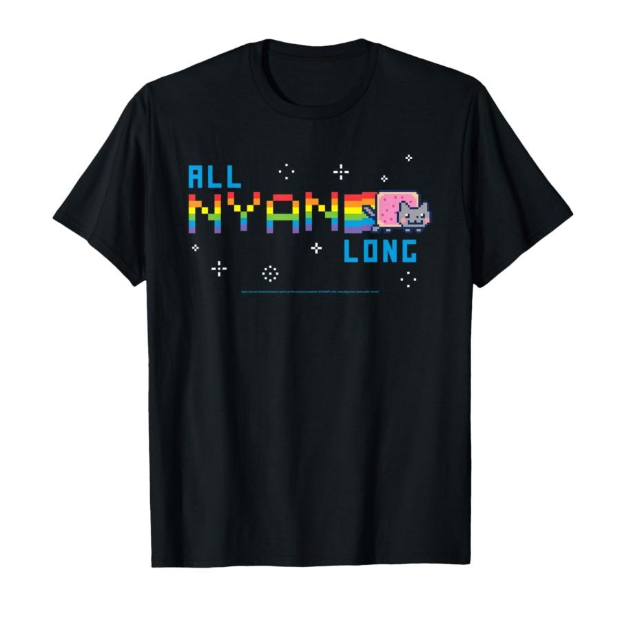 Nyan Cat All Nyan Long Rainbow Internet Cat Funny Meme T-shirt For Men Women 100% Cotton T Shirts Short Sleeve Tops 0212-1 - ...
