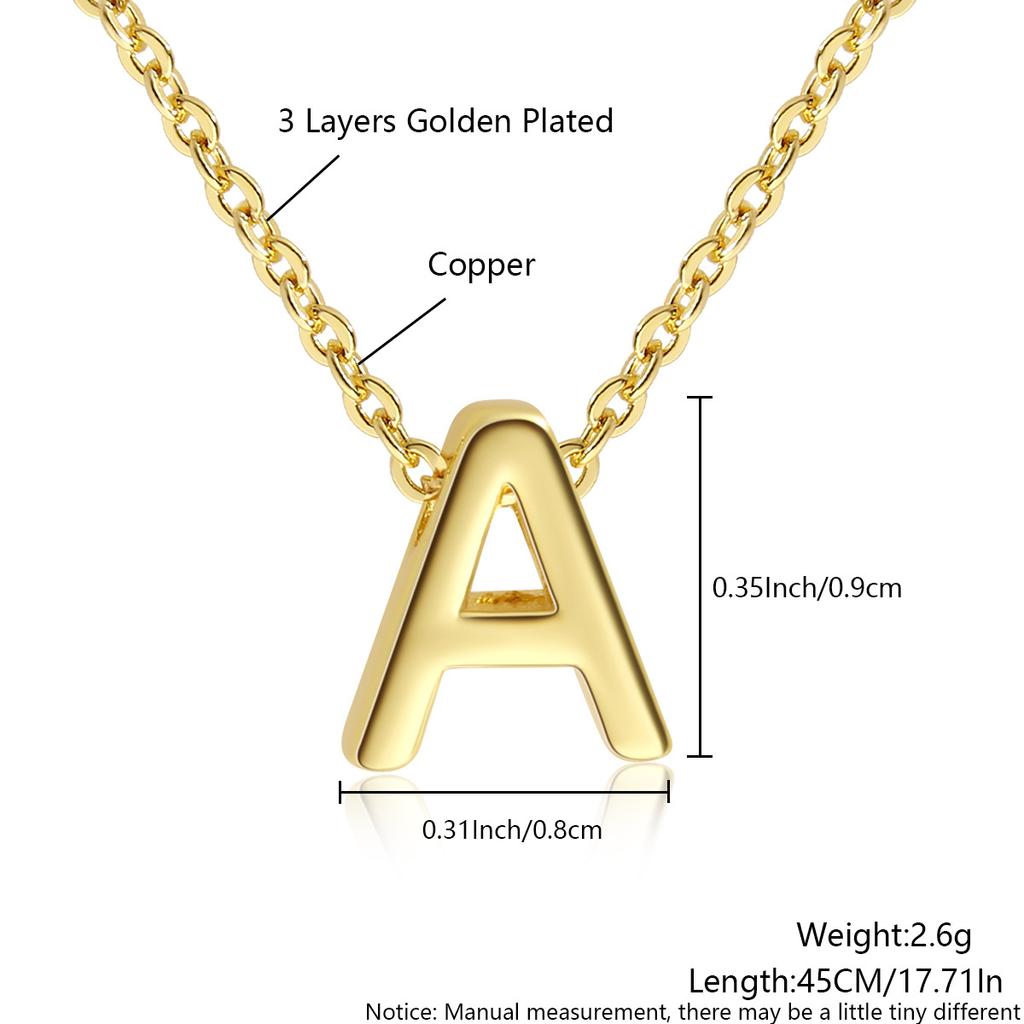 26 Large Capital English Letter Necklace Polished Smooth Hole-Punched Pendant Fine Chain Women's Item