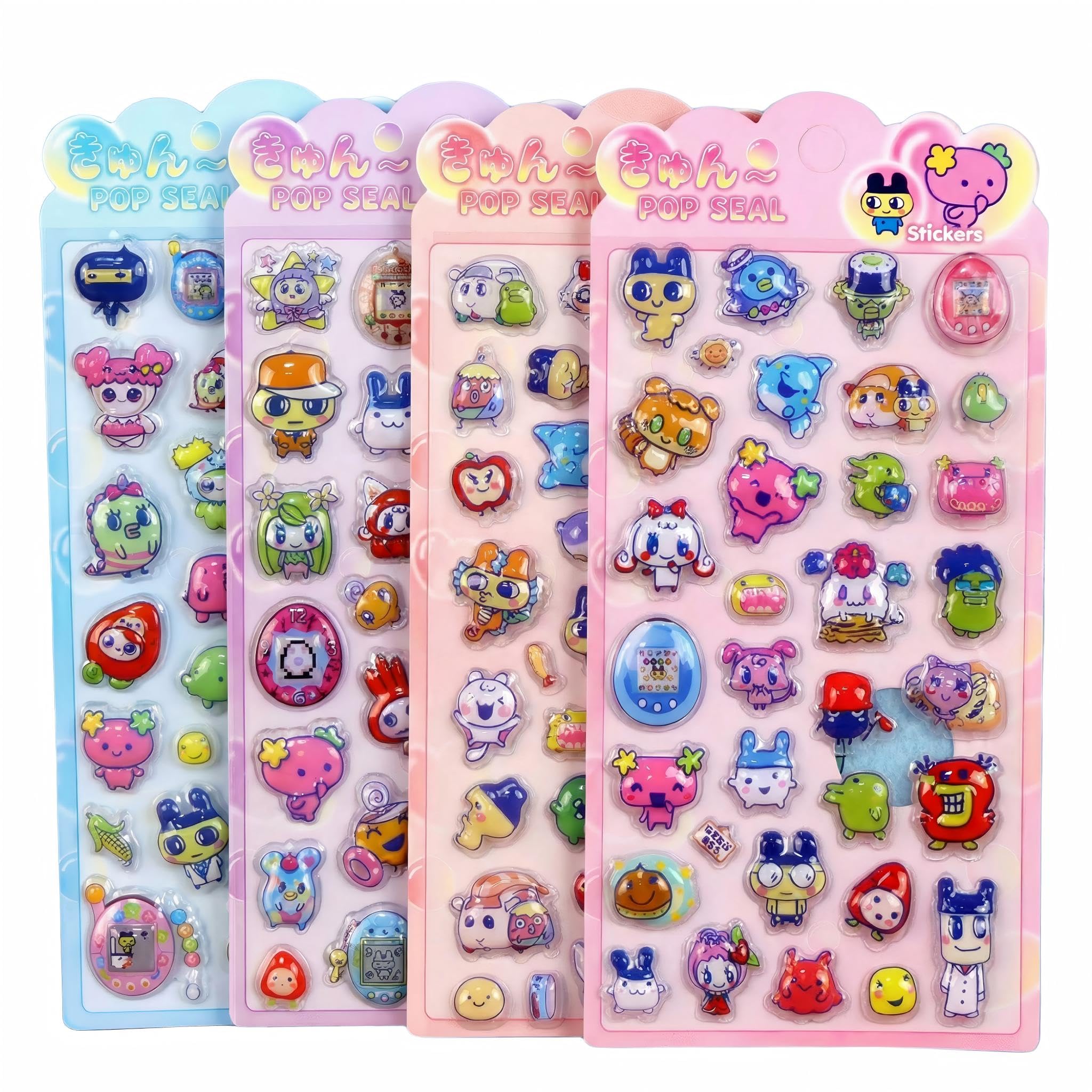 

Honlackfu 3D Sticker Set 4 Pieces Mamecchi Memecchi Kuchi-batch Tamagotchi Girl Christmas Birthday Craft Phone Diary Decoration Removable