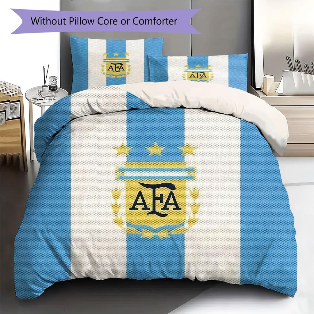 Argentina National Football Team Pattern Bedding,Quilt Set Quilt Cover Pillowcase Home Birthday Gift(1 * duvet cover + 2 * pillowcase, without core)