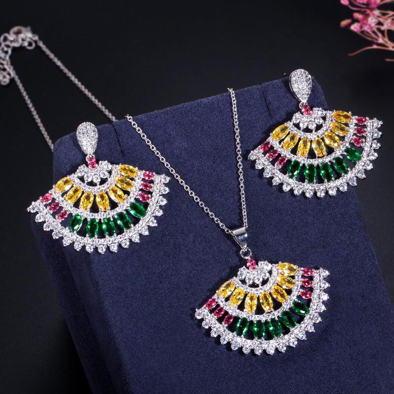 Ki0107 Creative Pendant Earrings Two-Piece Set 3A Zircon Micro Inlay Set