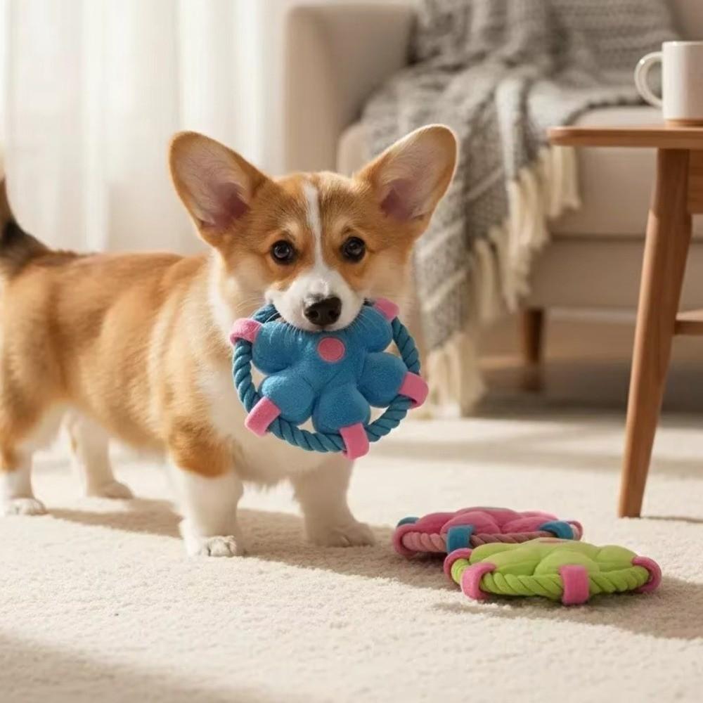 Squeaky Dog Chew Toy Cotton Rope Rope Dog Toy Dog Plate Game Dog Flying Disc Teeth Cleaning