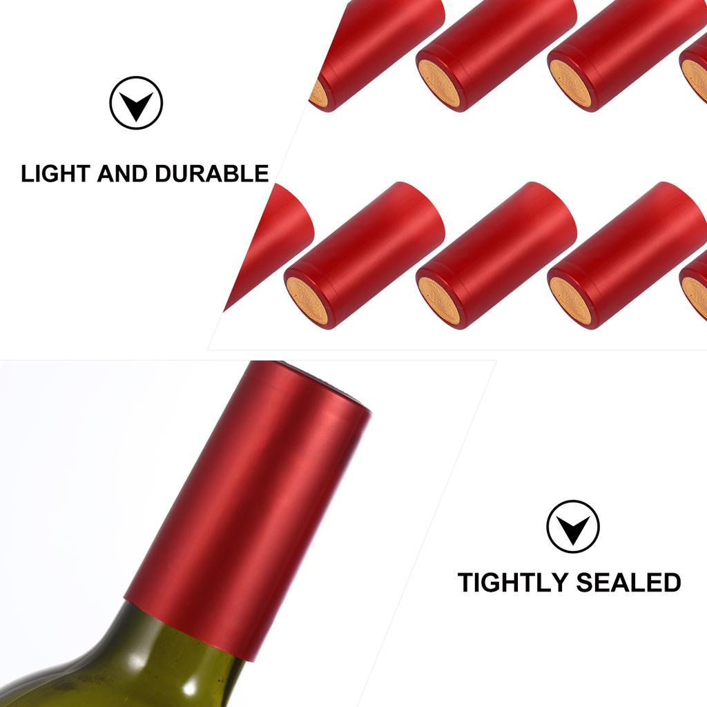 100 Pcs Red Bottle Shrink Film Capsules Black Top Seal Cover Heat Grace Women's