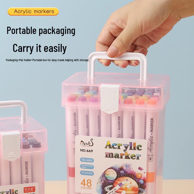 

Диндинху Маркер акриловый большой емкости для детского рисования и DIY акварельных проектов - Кисть с одним наконечником 12 Colors Blue Box