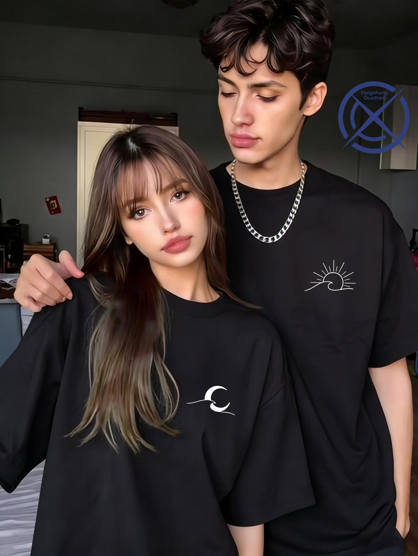 New Single-Piece Trendy T-Shirt Featuring a Sun And Moon Exclusive Print XXXXL