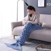 Zeemeerminstaart Deken Gebreide Schubtextuur Elastisch Dik Warm Houdend Slaapzak voor Alle Seizoenen Winterdeken voor Bank Camping Bed Autogebruik