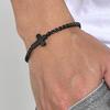 Handcrafted Woven Cord Bracelet with Crucifix Charm Adjustable for Men Stylish Gift Black Minimalist Fashion Bangle