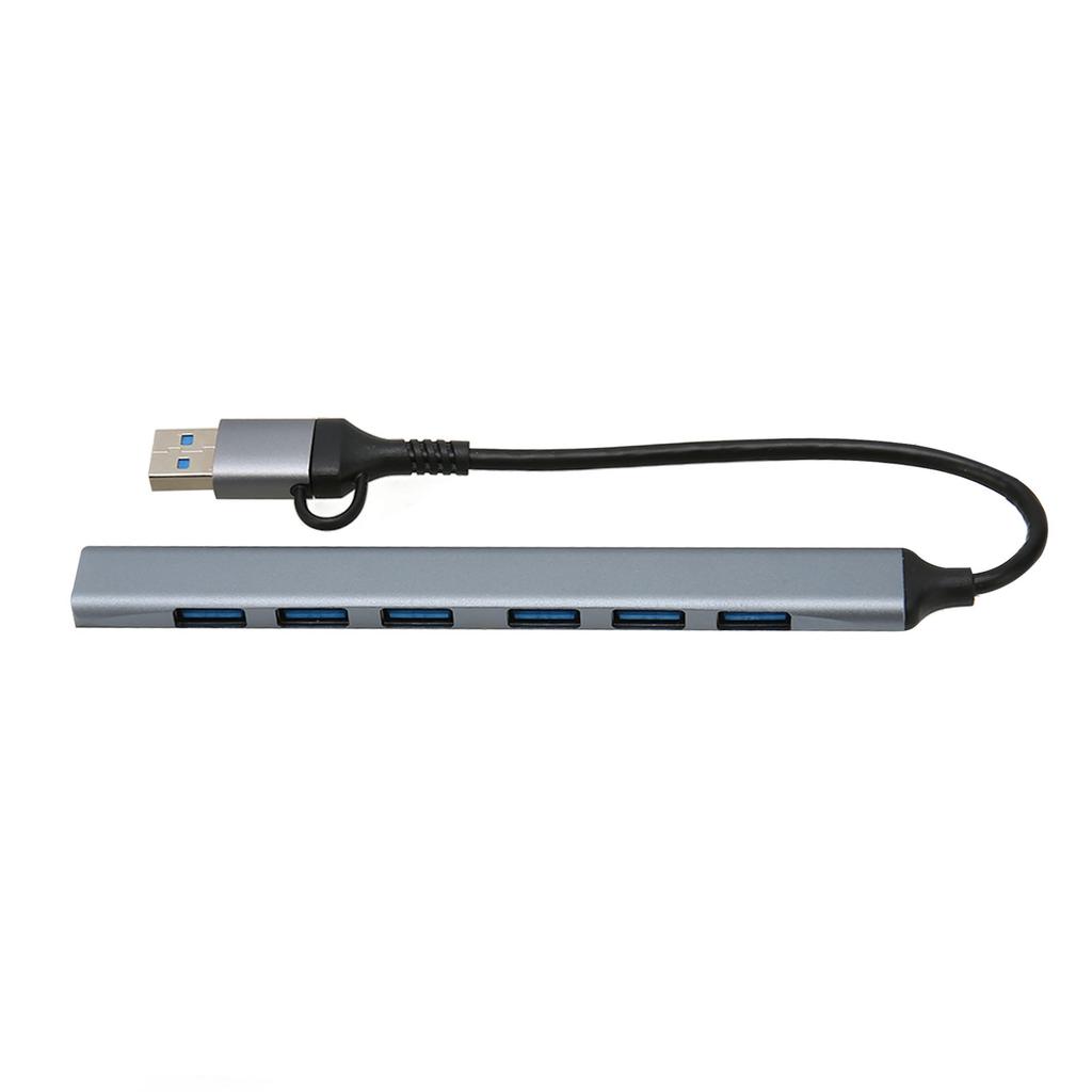 USB Type C Hub 1 USB 3.0 6 USB 2.0 Ports High Speed Plug and Play Multiport Adapter for Phone Laptop Mouse Keyboard