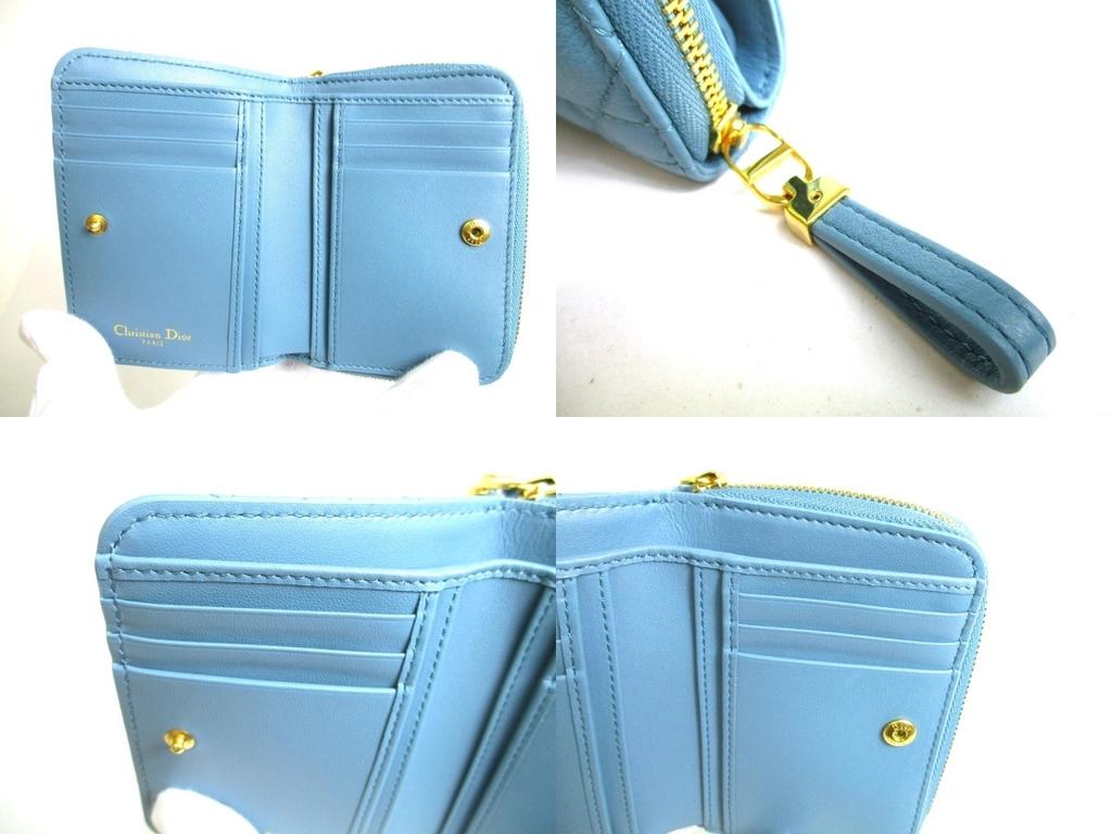 Authentic Dior Turquoise Leather Caro Scrlet Wallet Bifold Wallet #a360  Refurbished