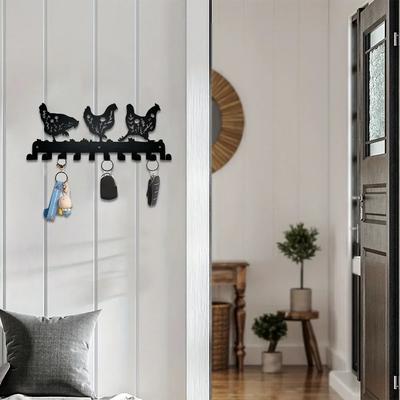 Metal Wall Mounted Key Holder Rack with Hook - Wall Hanging Storage for Coats, Decorative and Functional Key Hanger