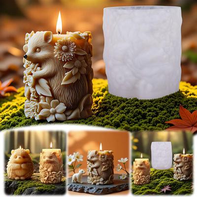 Süßer lächelnder Igel Kerzen Silikonform DIY Eichhörnchen Geschenke Heim-Aromatherapie Gipsform Zylinder Relief Koala Dekoration M1F7