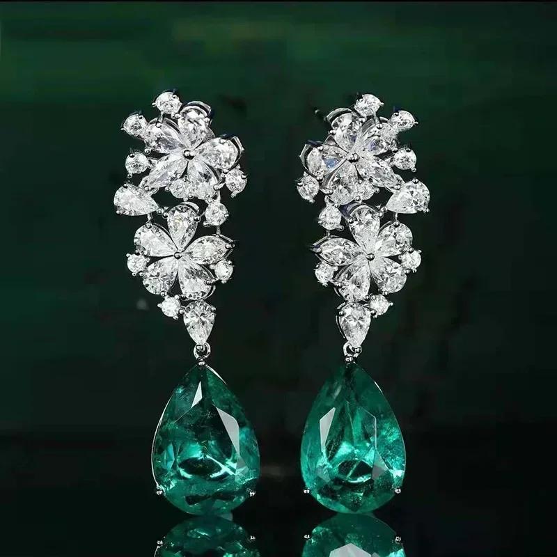 European And American Trendy Sparkling Zircon Oxide Earrings, High End Banquet Fashion Zircon Party Jewelry Long Pendant