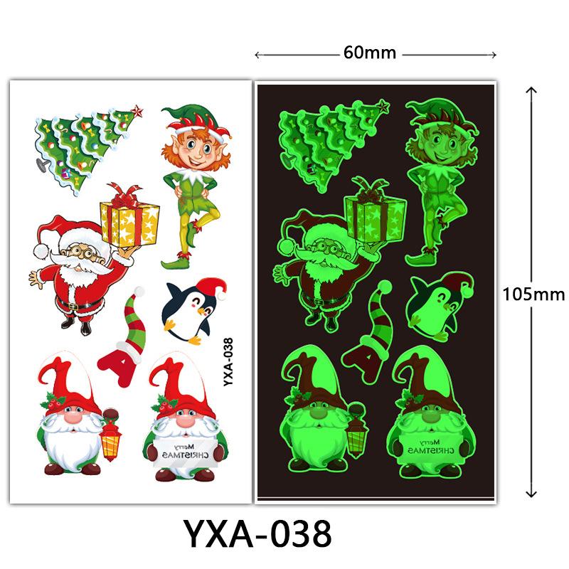 Christmas Luminous Tattoo Sticker Glowing Waterproof Sweat Cute Cartoon Holiday Party Temporary Sticker