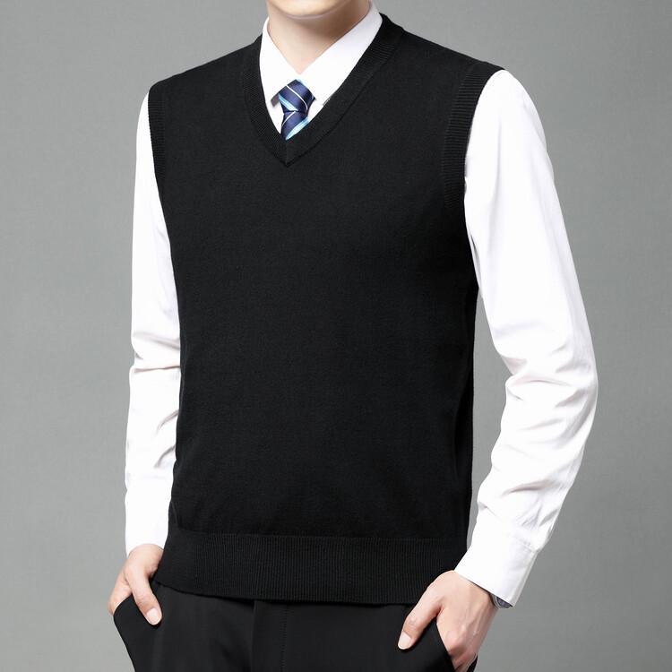 Chaleco de Lana de Cuello en V para Hombre Talla Grande - Jersey de Punto Casual de Otoño/Invierno, Suéter sin Mangas para Mediana Edad y Jóvenes