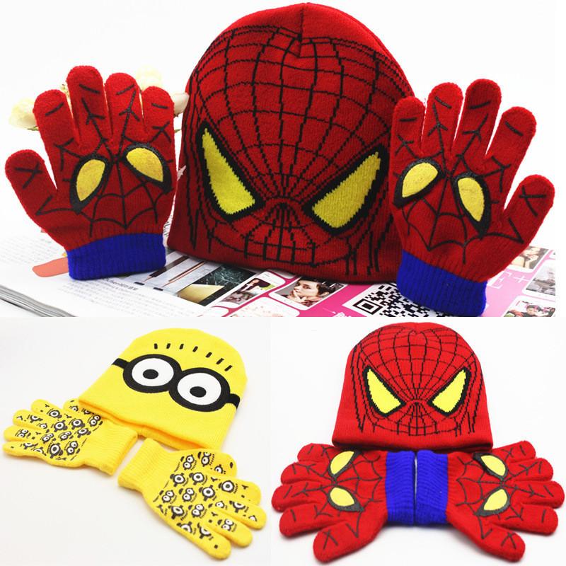 Soft Acrylic Minions Gloves And Hat Set For Kids Adorable Cartoon Winter Accessories
