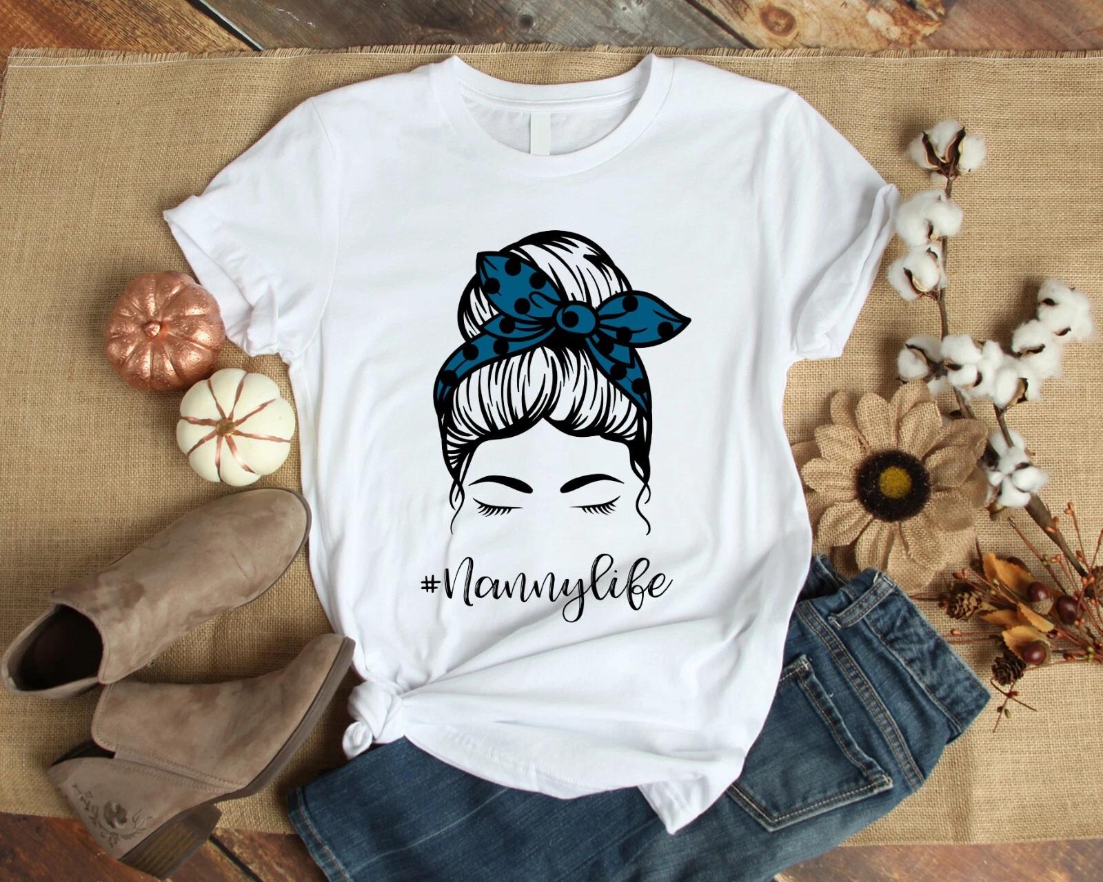 Nanny Life Messy Bun Bandage Mom Life Men s and Women s T-shirts XL